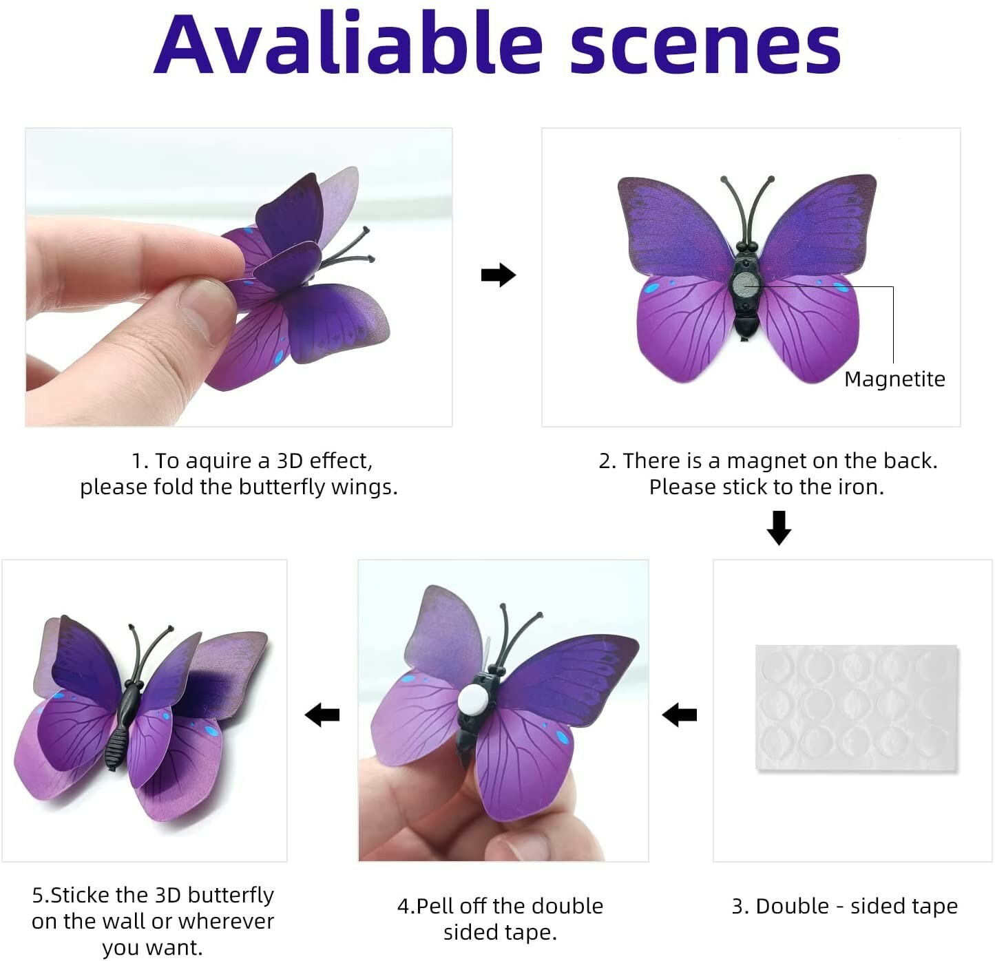 36 pcs (3 sets) Red 3d cute 2 layers butterfly wall decor Wall Sticker  gallery