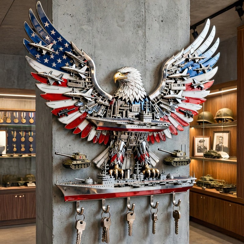Armed Eagle Key Hanger – Personalized Gift For Veterans & Patriots gallery