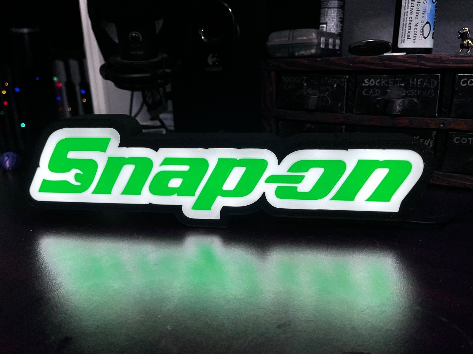 Snap-on Logo LED Back lit Light Box Sign Garage Shop Man Cave Decor 3D printed gallery