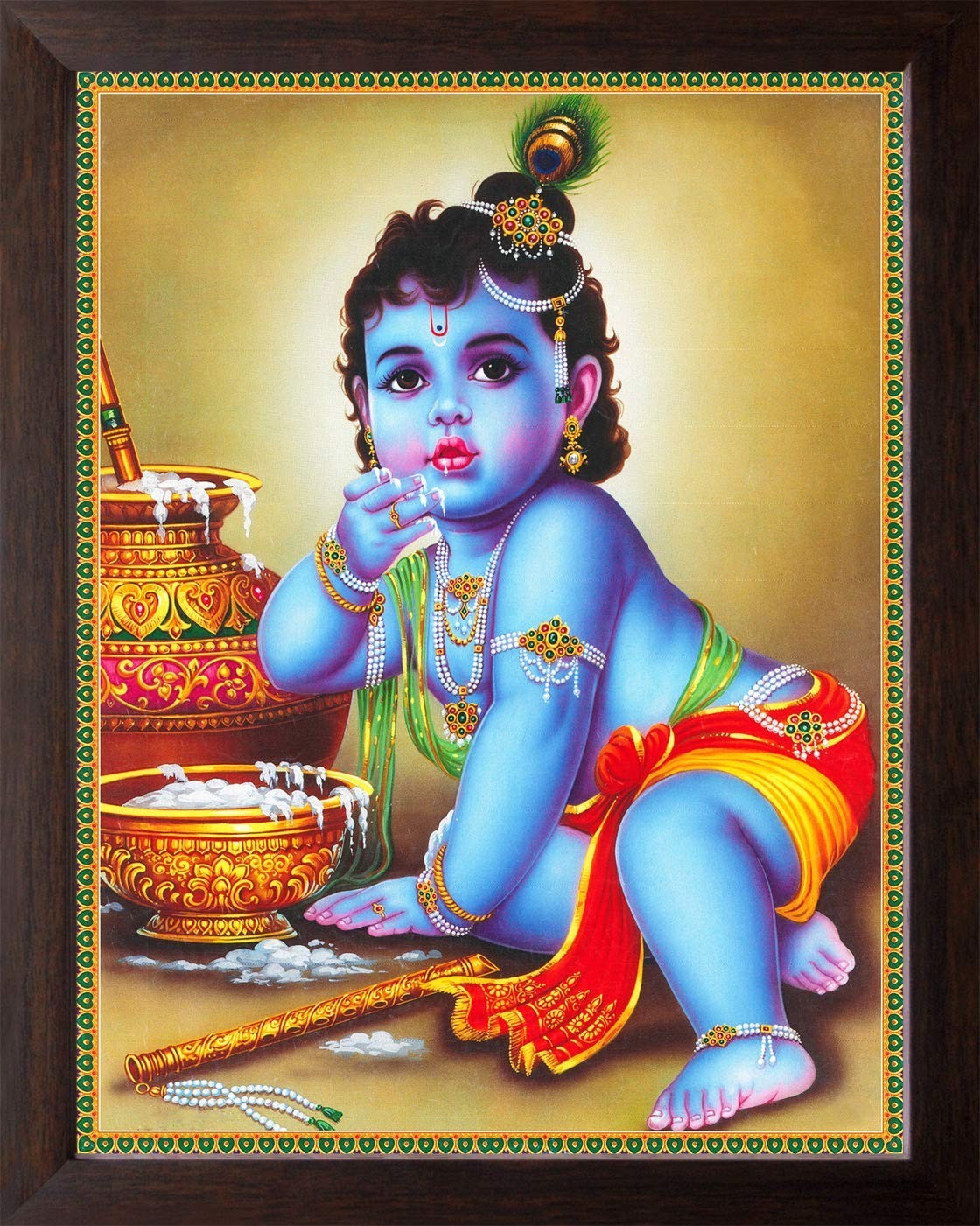 Bal Gopal/Baal Krishna Eating Butter Wall Decor Painting Frame gallery
