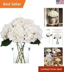 6pcs White Hydrangea Artificial Flowers Silk Hydrangeas Fake Flower Faux Hydr…