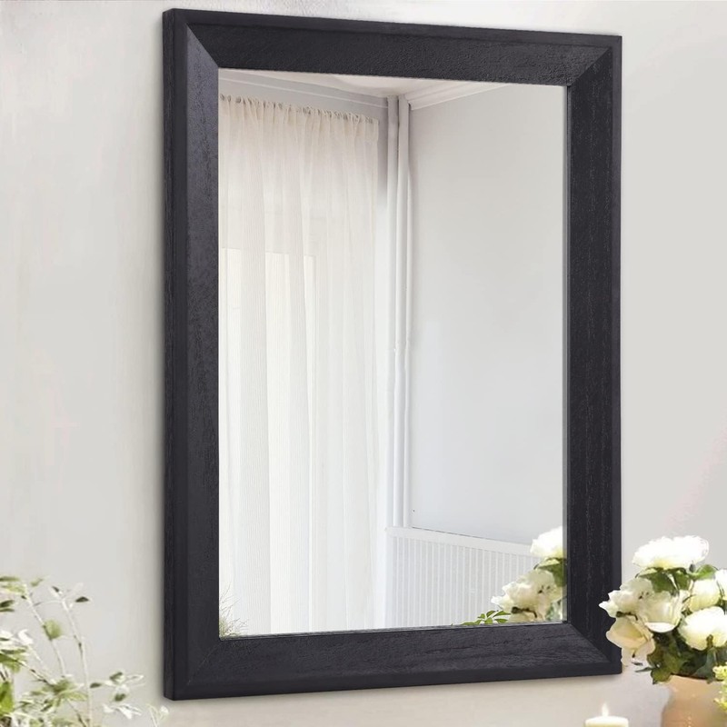 Wall Mirror Black Rectangular Rustic Farmhouse Wall Decor for Bedroom Bathroo... gallery