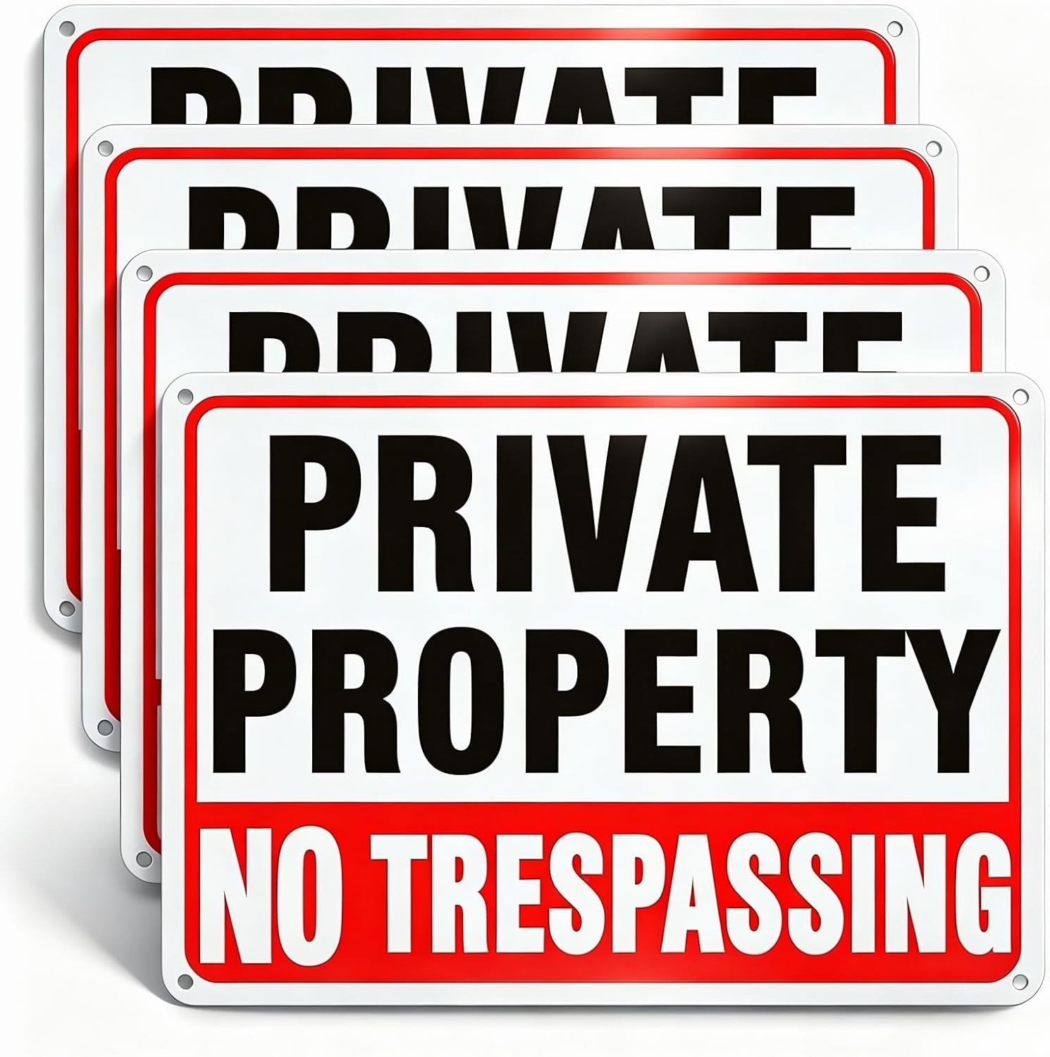 4 Pack Large No Trespassing Signs Private Property, 10x7 Inch Rust Free Aluminum gallery