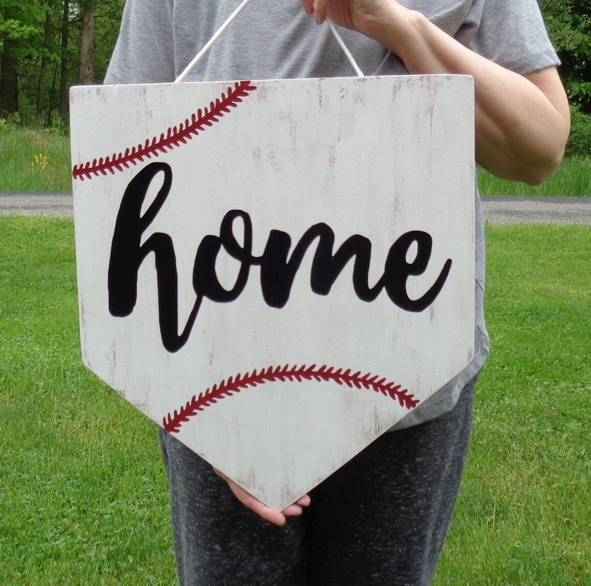 Distressed Rustic 17" BASEBALL HOME PLATE SIGN Primitive Decor Wall Door Plaque gallery
