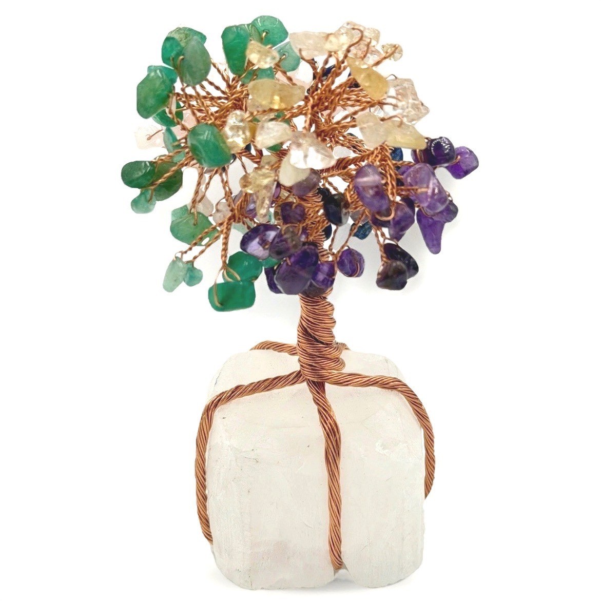 Mini Copper Wire Crystal Tree Bonsai Multistone Gemstones Feng Shui Lucky Tree gallery