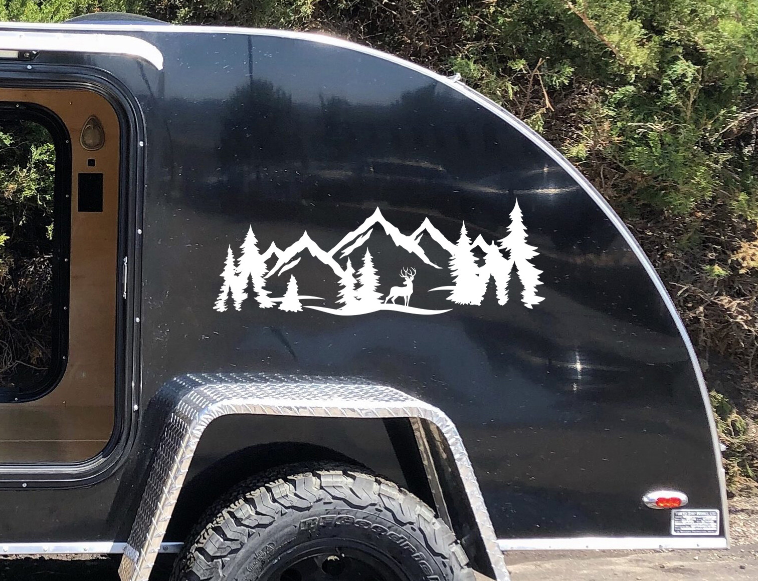 Deer Mountain Forest Scene - Camper RV Graphics Travel Trailer - Die Cut Sticker gallery