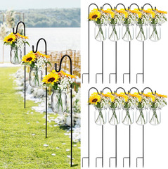 Sunflower Mason Jar Wedding Decor Kit with Shepherd Hooks – 108 Pcs Set