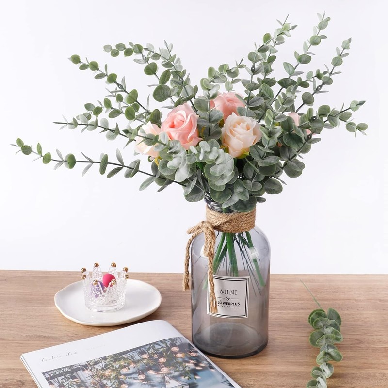 24pcs Eucalyptus Stems Artificial Eucalyptus Leaves Fake Greenery Branches Fa... gallery