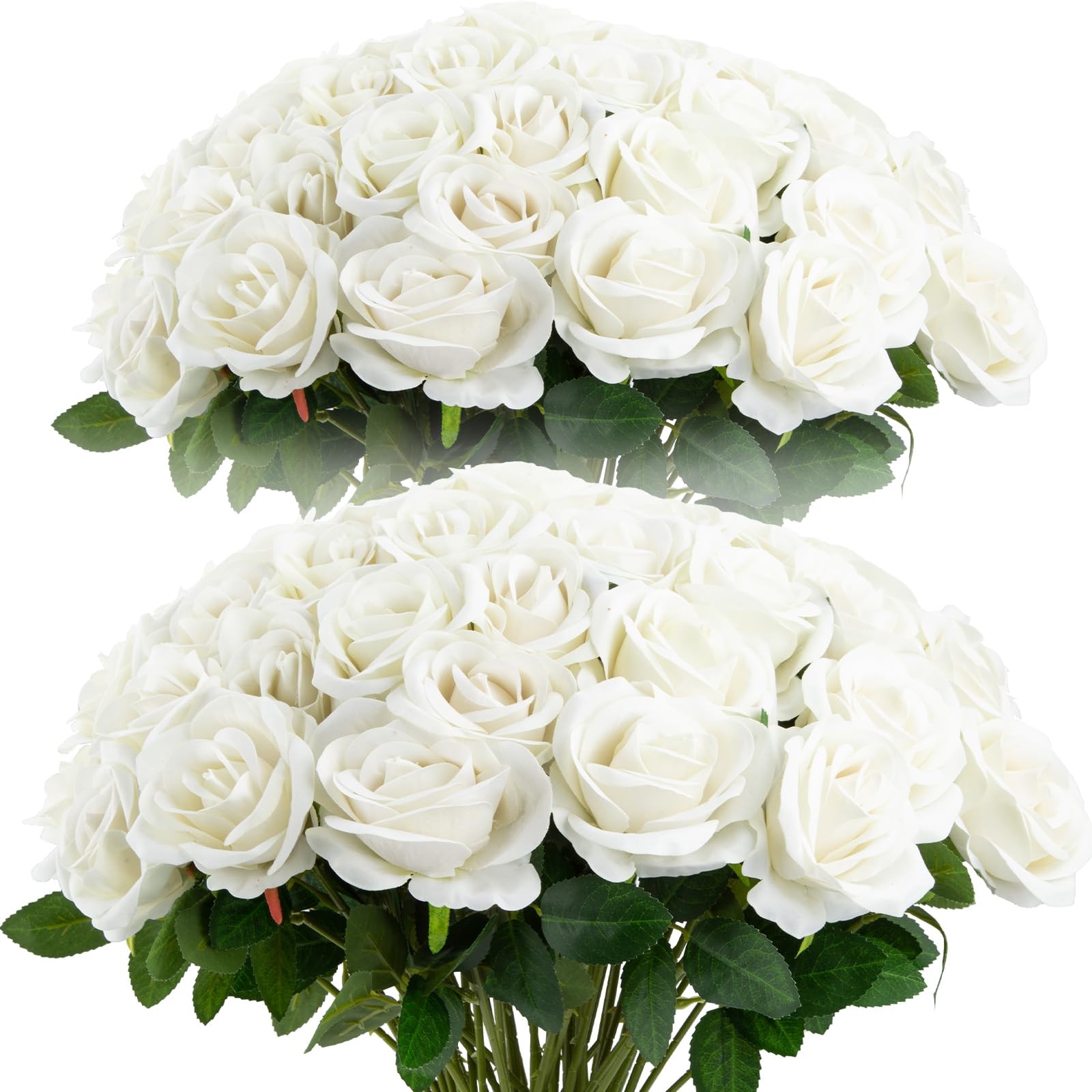 72 PCS Bulk White Roses Artificial Flower Realistic Velvet Silk Faux Wedding gallery