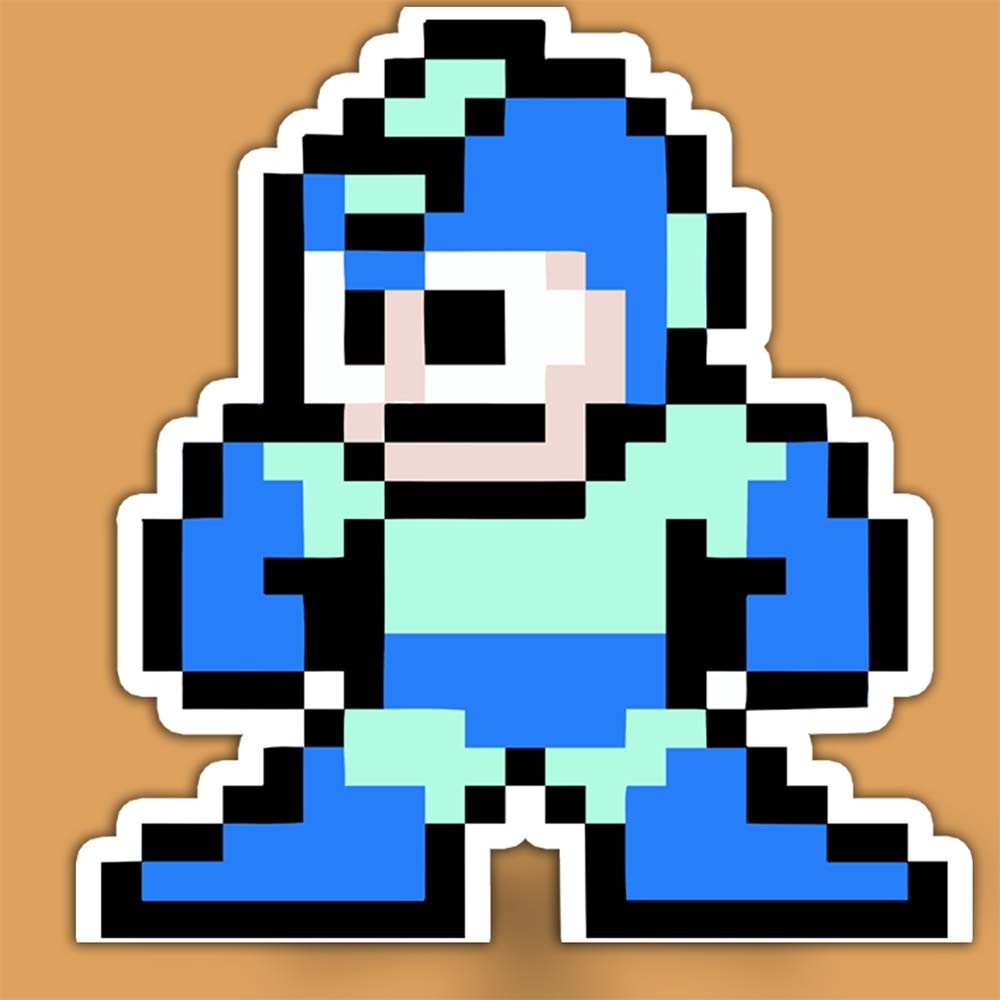 Mega Man Retro Pixel Art Sticker – Vintage SNES 8-Bit Vinyl Decal (3–6" Tall) gallery