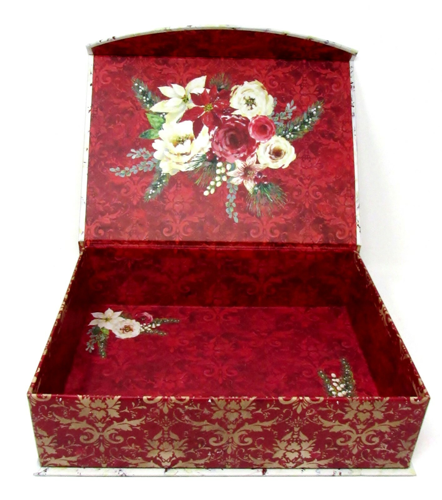 Punch Studio Rectangle Flip Top Nesting Box Christmas Winter Roses 43104 Small gallery
