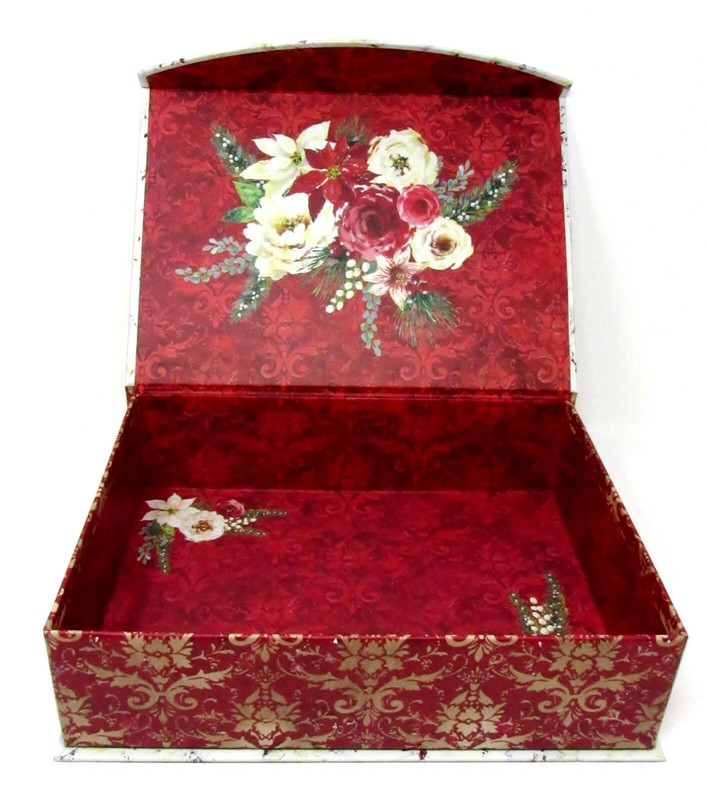 Punch Studio Rectangle Flip Top Nesting Box Christmas Winter Roses 43104 Small gallery