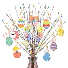 Artificial Easter Spray Vine with Pastel Easter Eggs Berries and 8pcs Rabbit …