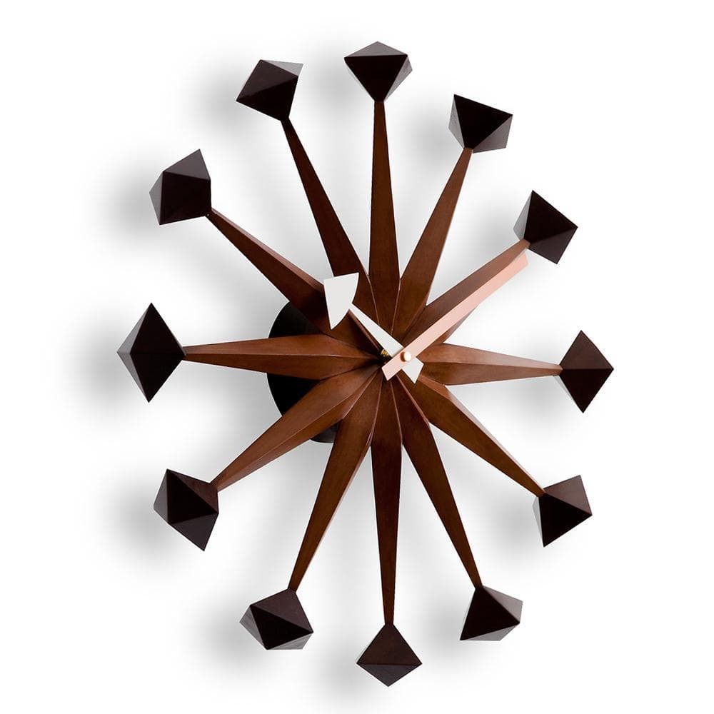 George Nelson Polygon Clock Mid Century Modern Wall Clock Wood Starburst gallery