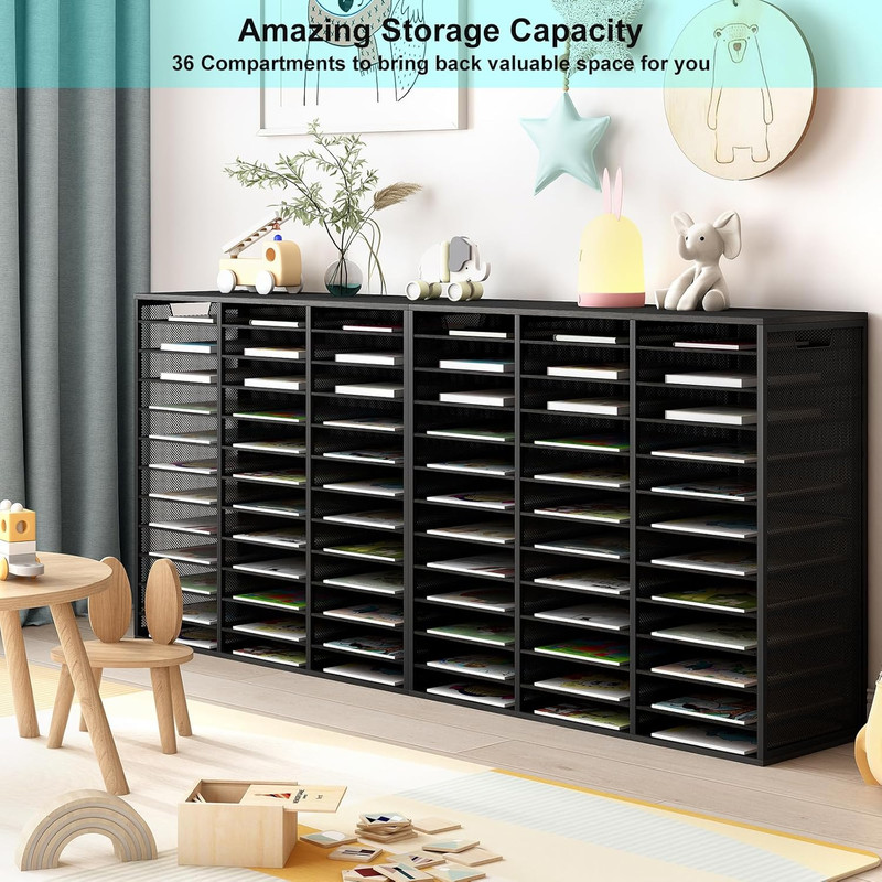 Adjustable Mail Sorter with 36 Compartments - Heavy Duty Organizer for Home & Of gallery