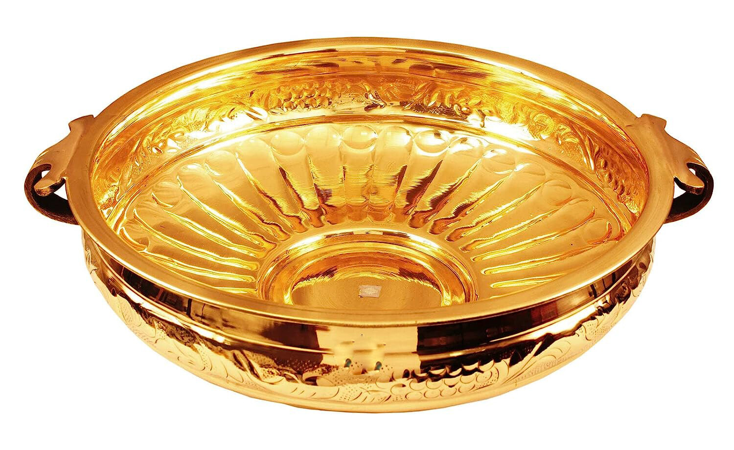 Brass Urli Embossed Design Decorative Bowl For Home Decor & Festive Item US gallery