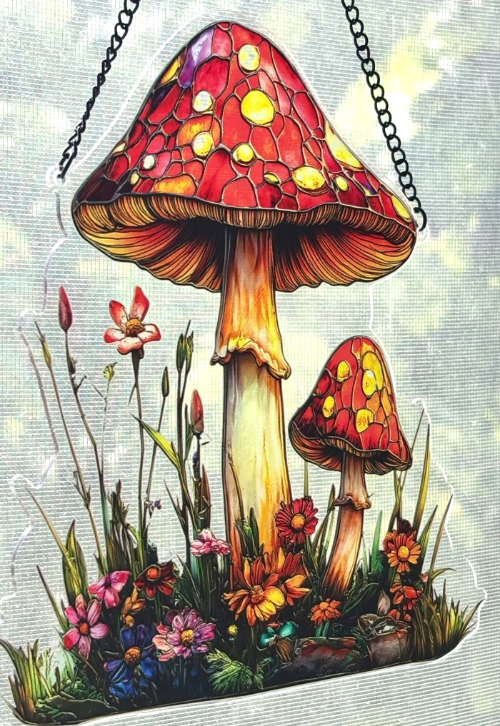 Forest Flowers Mushroom Toadstools Window Sun Hanging Sun Catcher Suncatcher New gallery