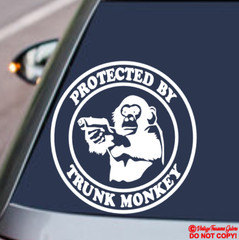 PROTECTED BY TRUNK MONKEY VINYL DECAL CAR REAR BACK WINDOW BUMPER STICKER JDM