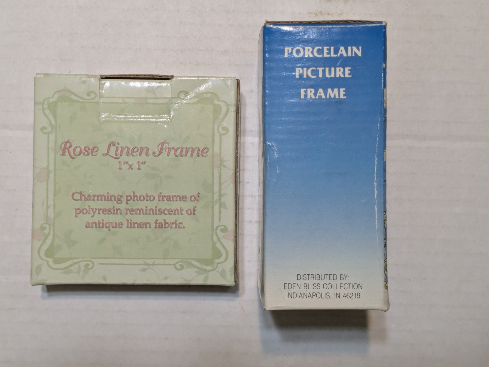 TWO Frames - Rose Linen 1" x 1" Frame & Porcelain 1 /1/2 x 2 Frame - SEE PICS gallery