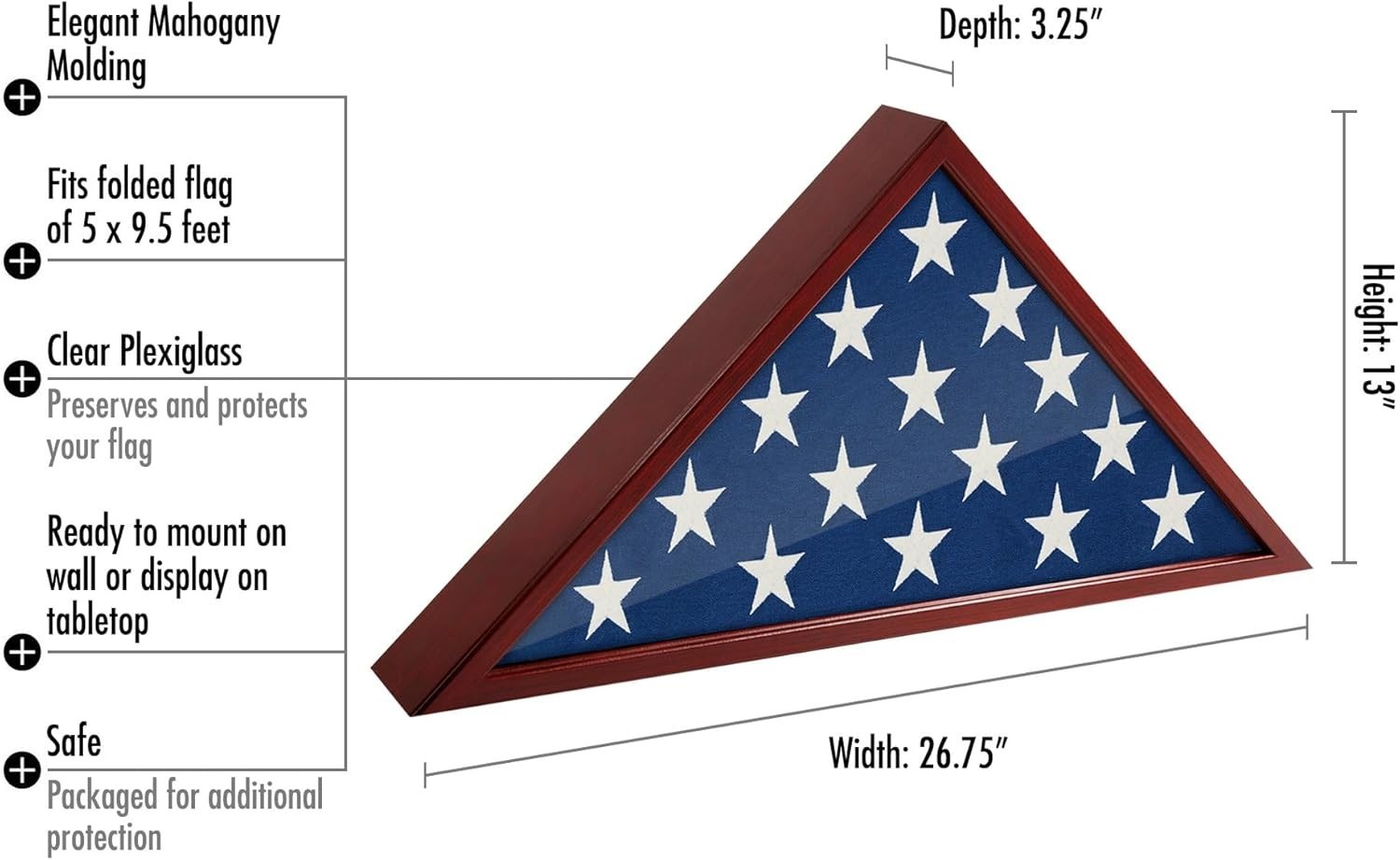 Americanflat Large Flag Display Case - Fits Folded 5x9.5 Burial Flags - gallery