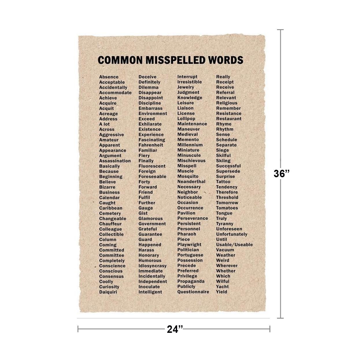 Common Misspelled Words Classroom Spelling Writing Reference Chart Poster 24x36 gallery