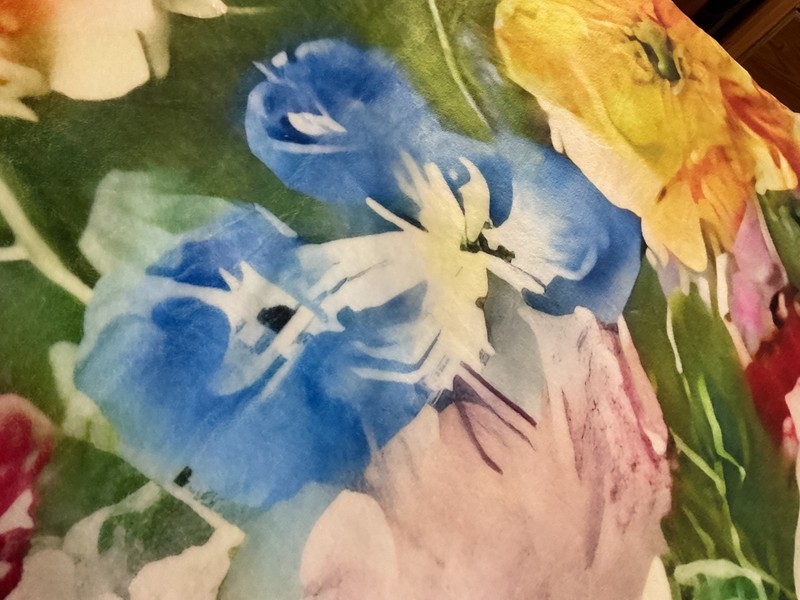 Bright Big Floral PATTERN Super Soft FLEECE THROW 6 ft 9" X 5 ft 4" Preowned gallery