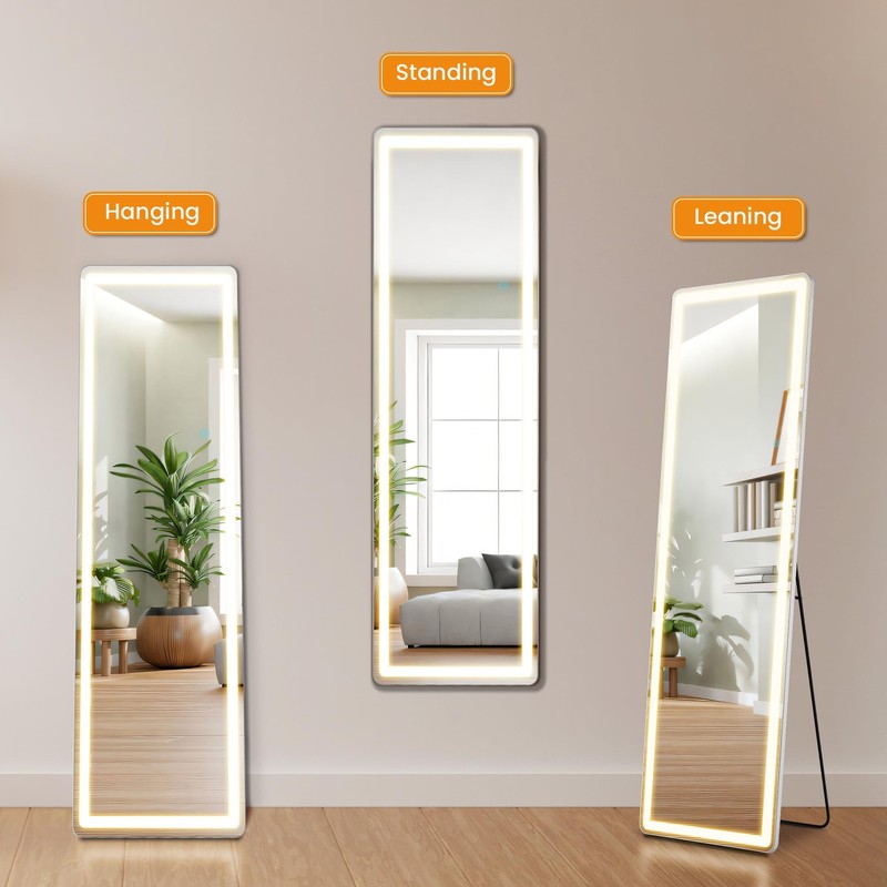 LED Rectangular Full Length Mirror with Light, 60" L x 16" W Full Body Standi... gallery