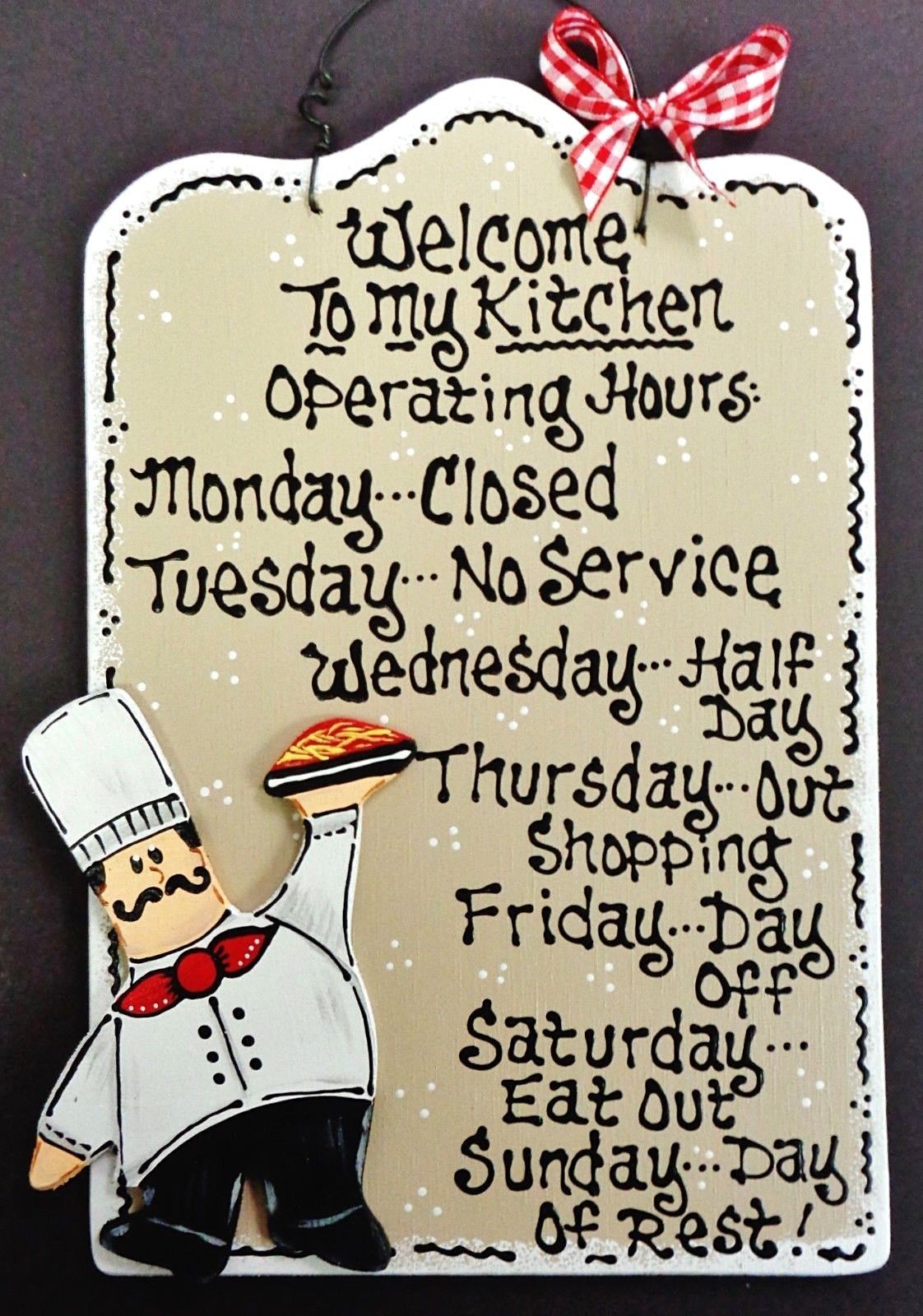 FAT CHEF Kitchen Operating Hours SIGN Cucina Bistro Wall Art Hanger Plaque Decor gallery