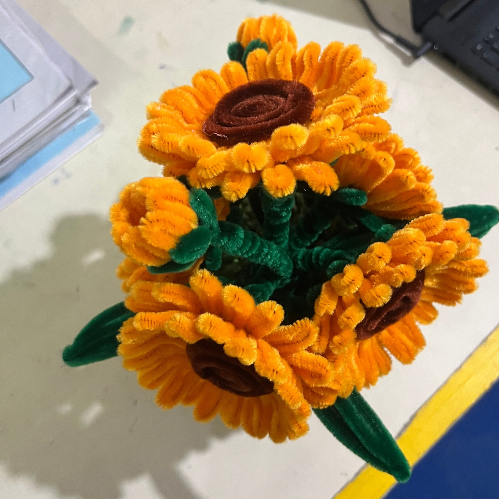 Handmade Orange Pipe Cleaner Flower Vase – Cute Birthday Gift for Women & Girl gallery