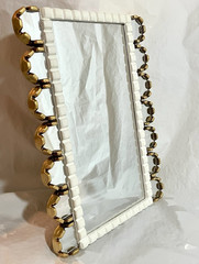 NIB West Elm Peruvian Rectangle Mirror White & Gold | Hand-Carved | Discontinued