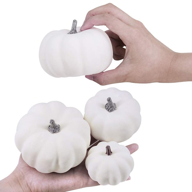 12 PCS Assorted White Artificial Pumpkins for Halloween, Fall, Thanksgiving D... gallery