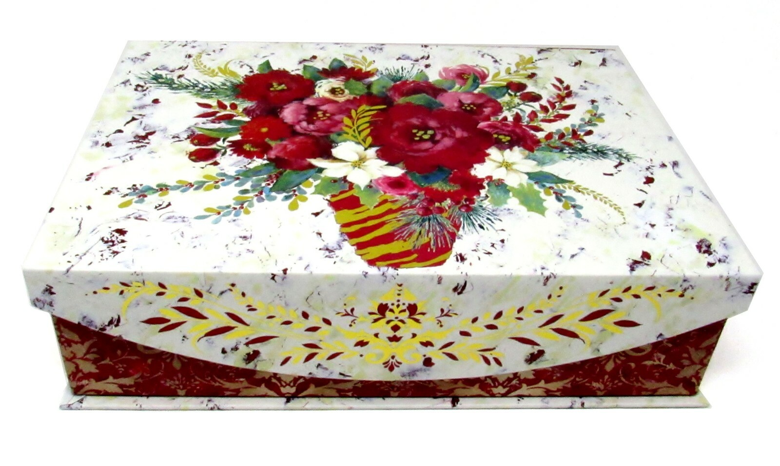 Punch Studio Rectangle Flip Top Nesting Box Christmas Winter Roses 43104 Small gallery