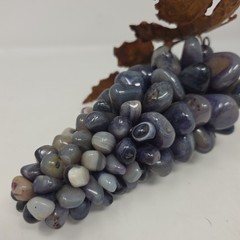 AMETHYST Polished GEMSTONE Grape 7″ Cluster Rustic Metal Leaves Sculpture Art