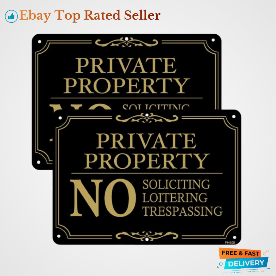 Private Property Warning Signs 2 Pack No Trespassing No Soliciting Signs Black gallery