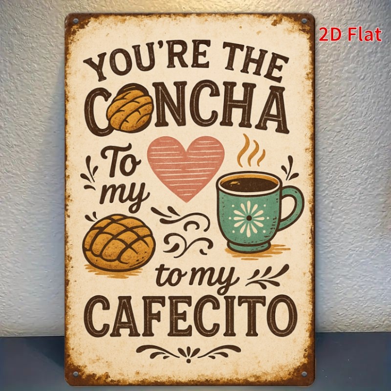 Coffee Kitchen Metal Sign Concha Cafecito Easter Spring Retro Wall Art Decor gallery