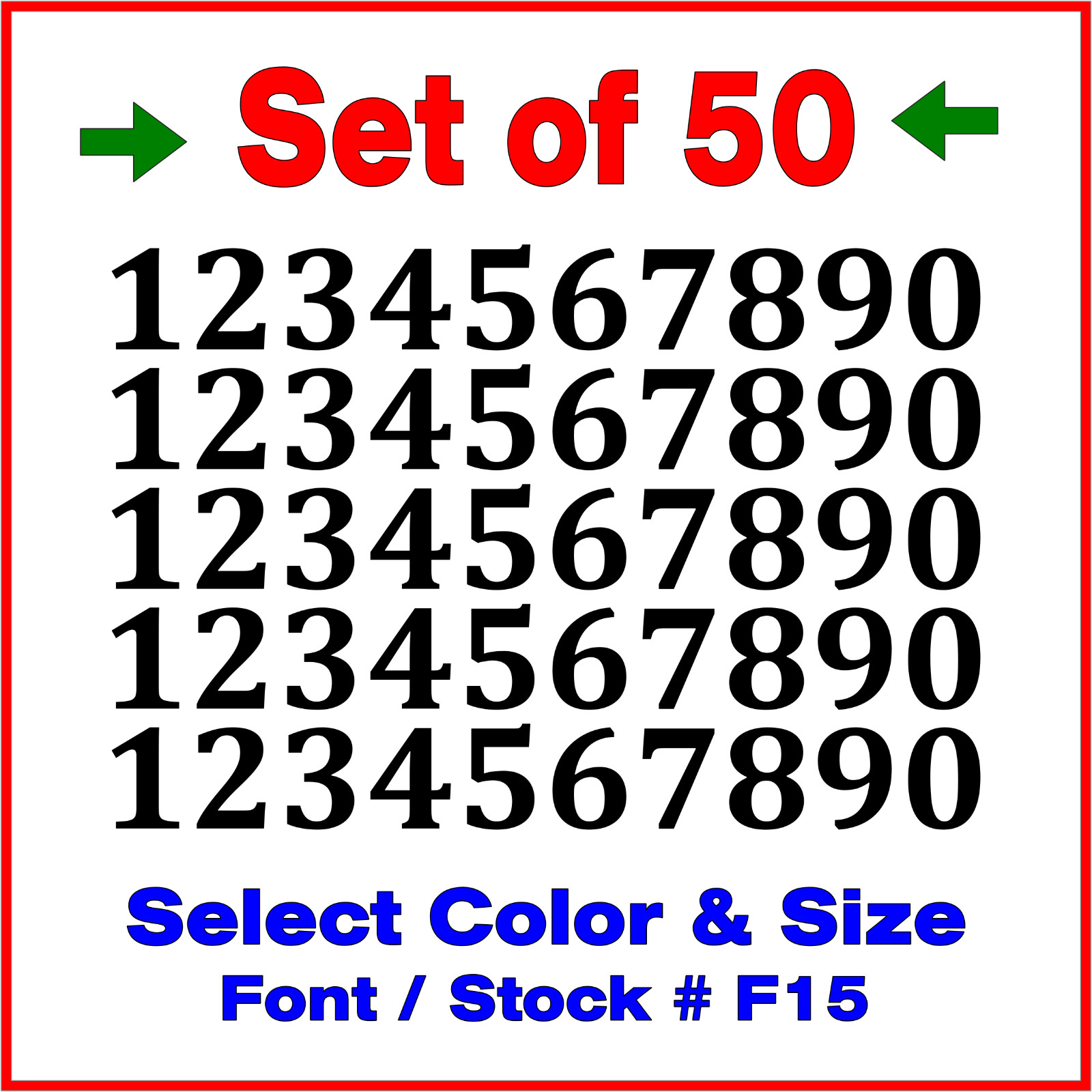 0 9 Numbers Vinyl Sticker Decals Outdoor Quality Many Uses - Set of 50 STK#F15 gallery