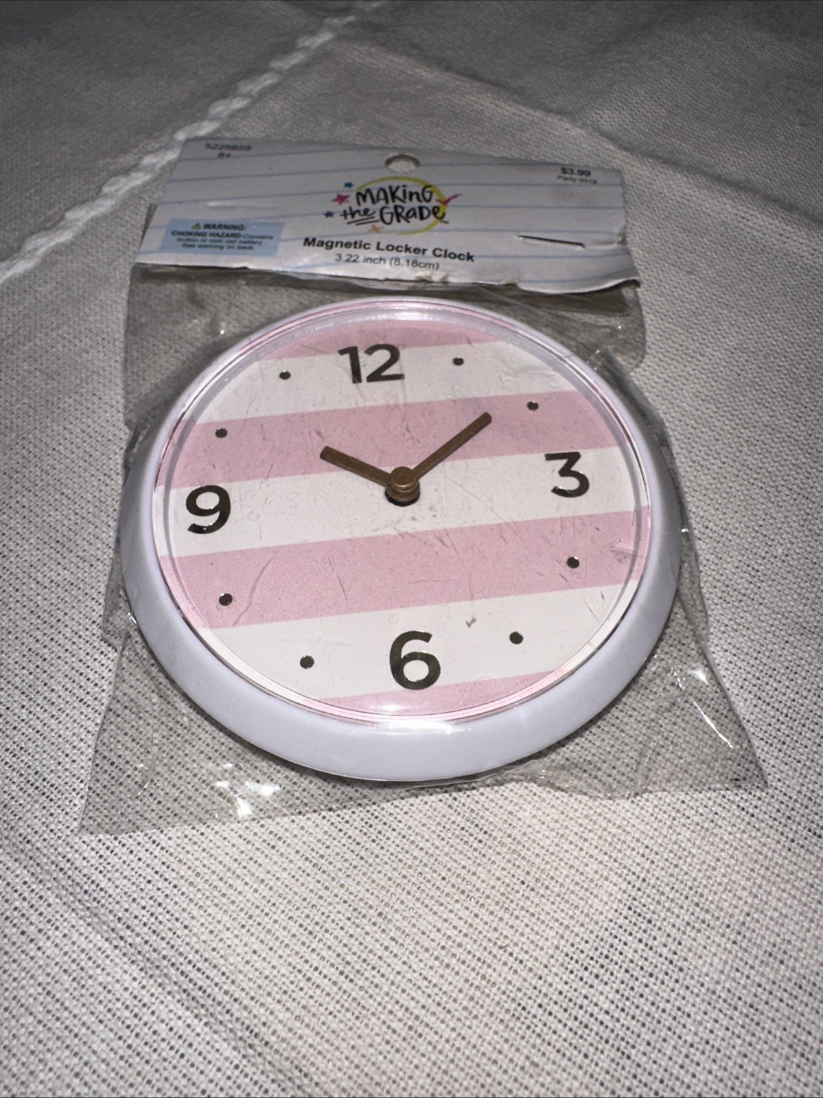 Making The Grade Magnetic Locker Clock Pink Striped Clock gallery