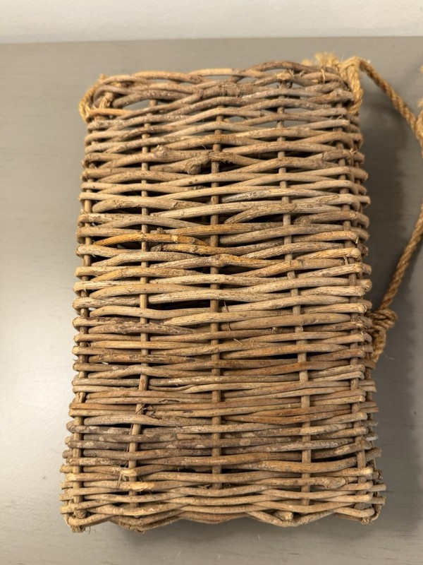 Rustic Twig Wall Pocket Hanging Baskets Set of 2 Woven Wood Rope Farmhouse gallery