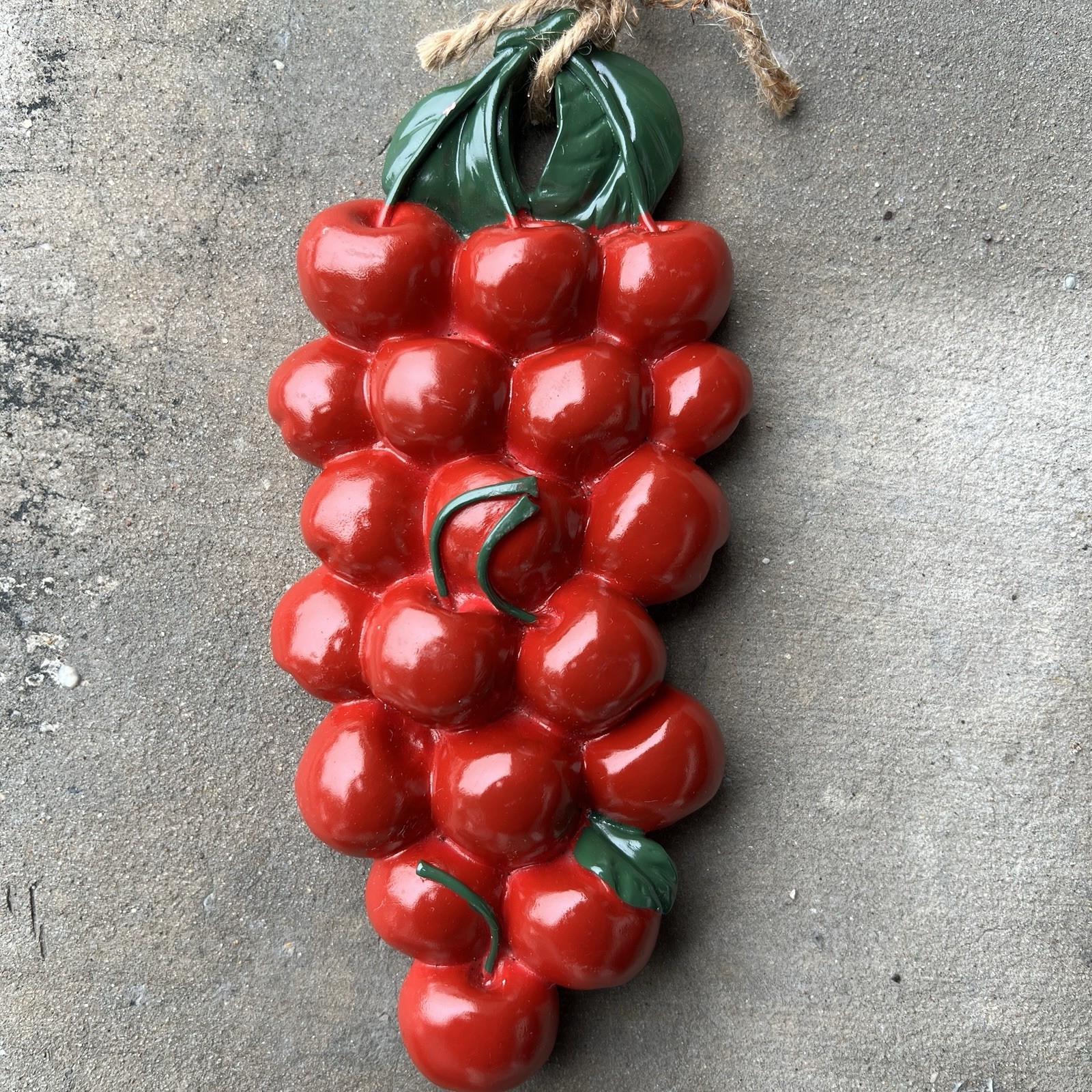 Kitchen Decor Wall Hanging Red Cherries Bunch Resin Wall Plaque Retro Style Farm gallery