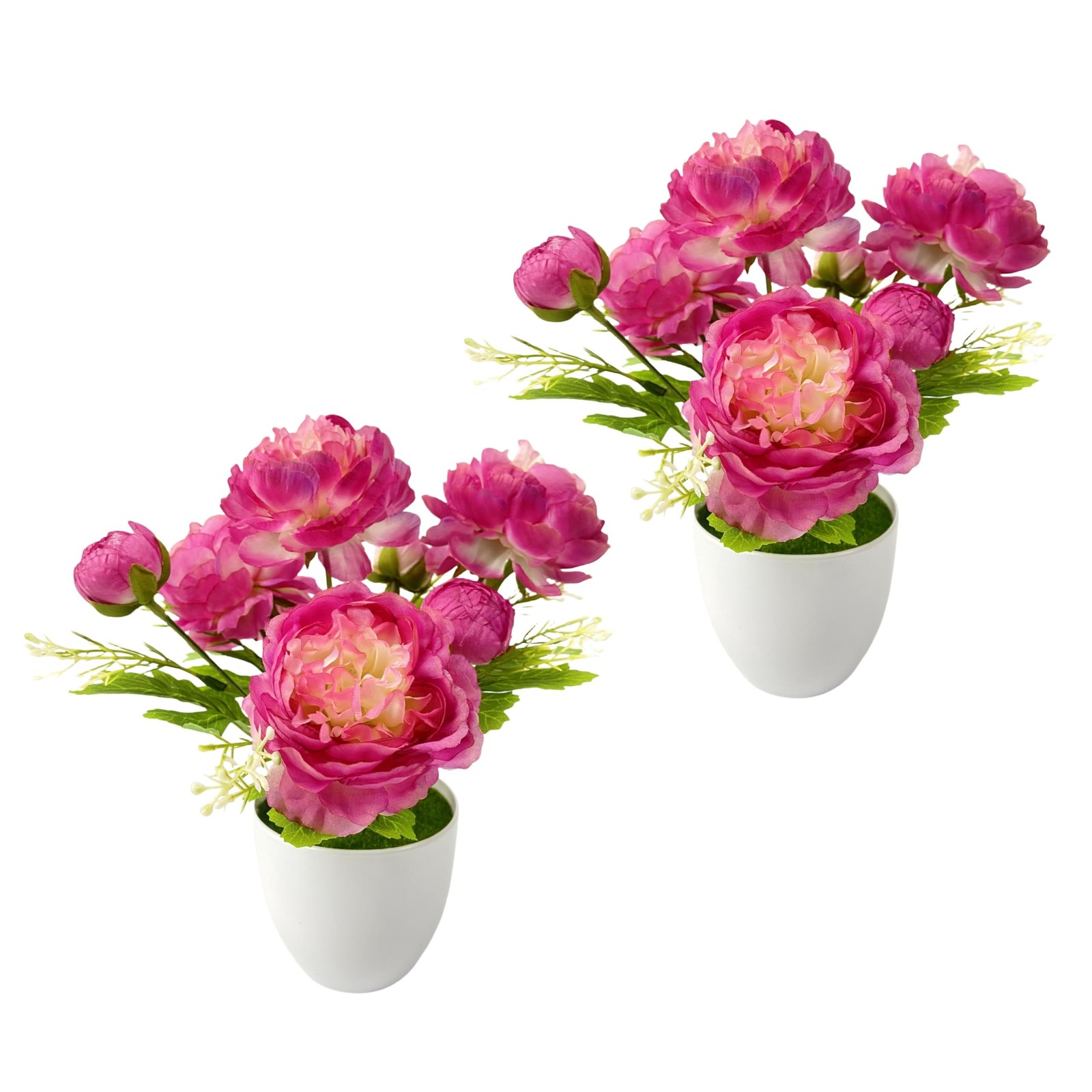 2 Packs Small Potted Silk Artificial Flowers Fake Potted Ranunculus Plants fo... gallery
