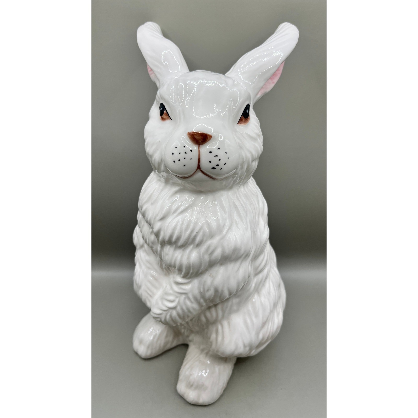 Vtg Large White Ceramic Standing Rabbit Figurine 11" Glossy Easter Bunny Decor gallery
