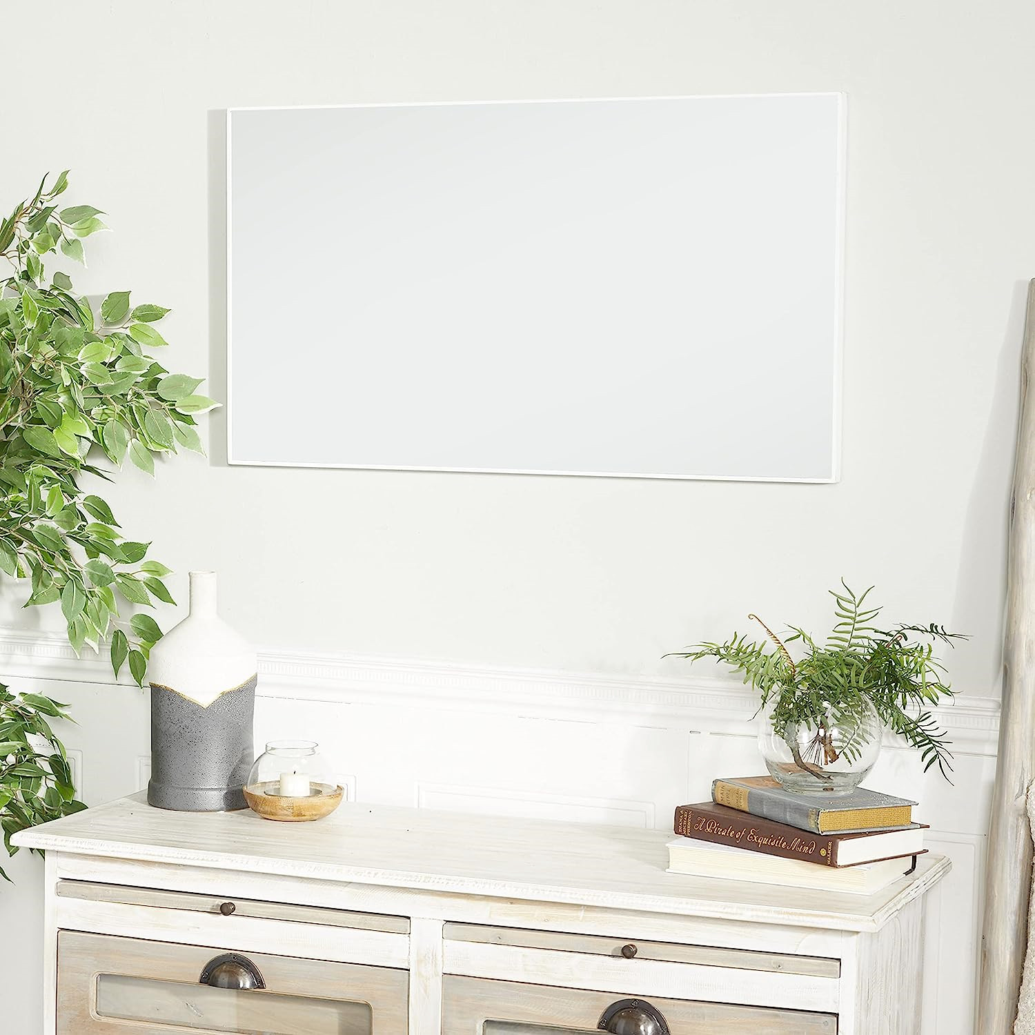 Deco 79 Wood Simplistic Wall Mirror with Thin Minimalistic Frame, 18" x 1" x 32" gallery