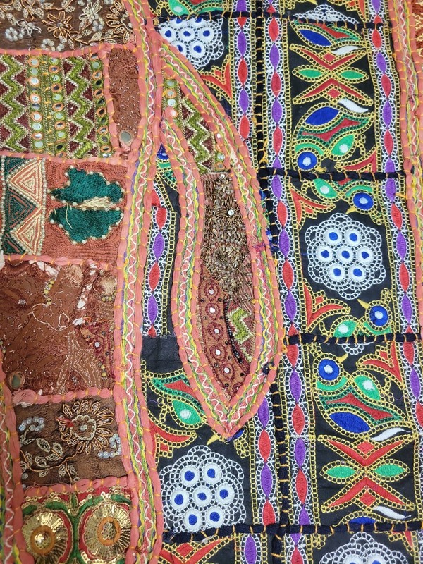 VTG Elephant Wall Hanging Patchwork Big Tapestry Beaded Hand Embroidered Boho gallery