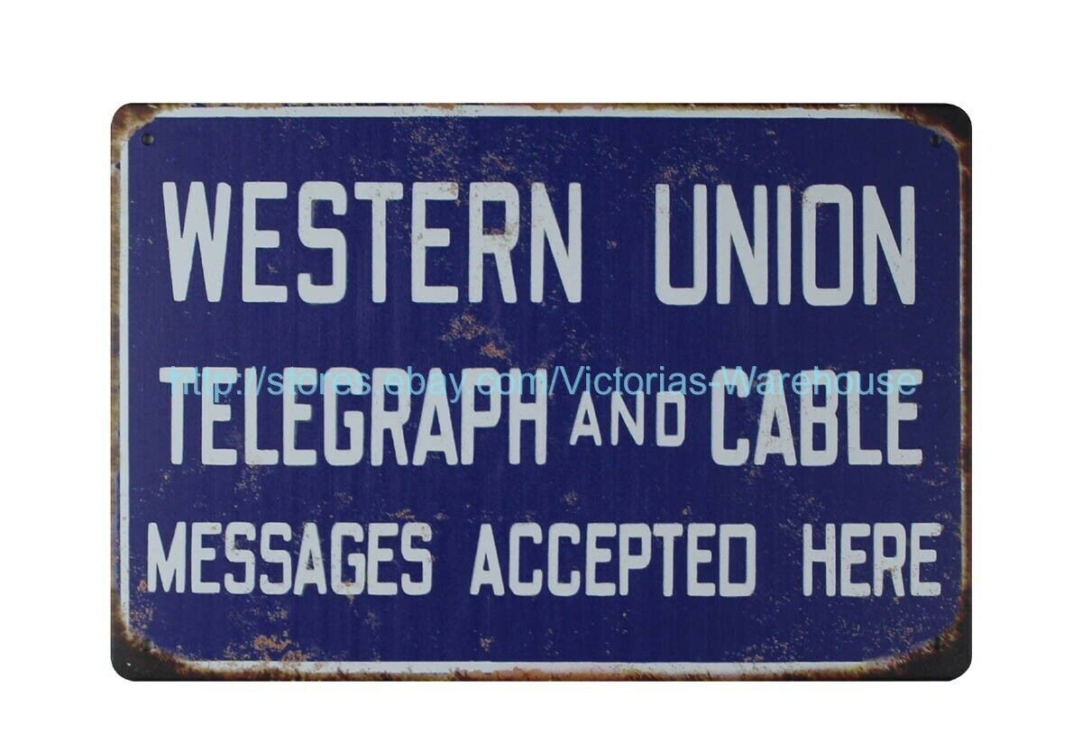 wall decor Wester Union telegraph cable messages accepted here metal tin sign gallery