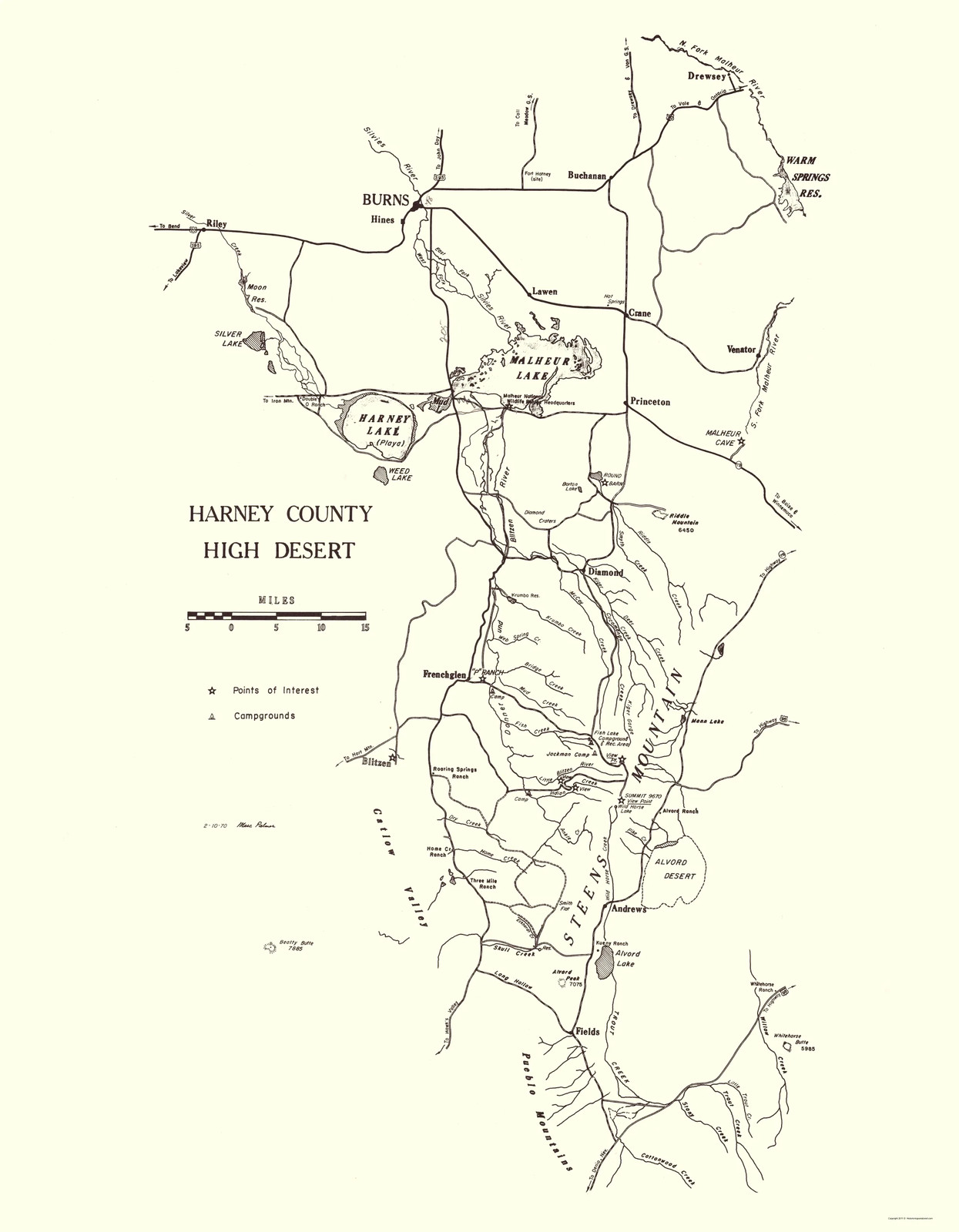 Historic County Map - Harney County Oregon - Palmer 1970 - Vintage Wall Art gallery