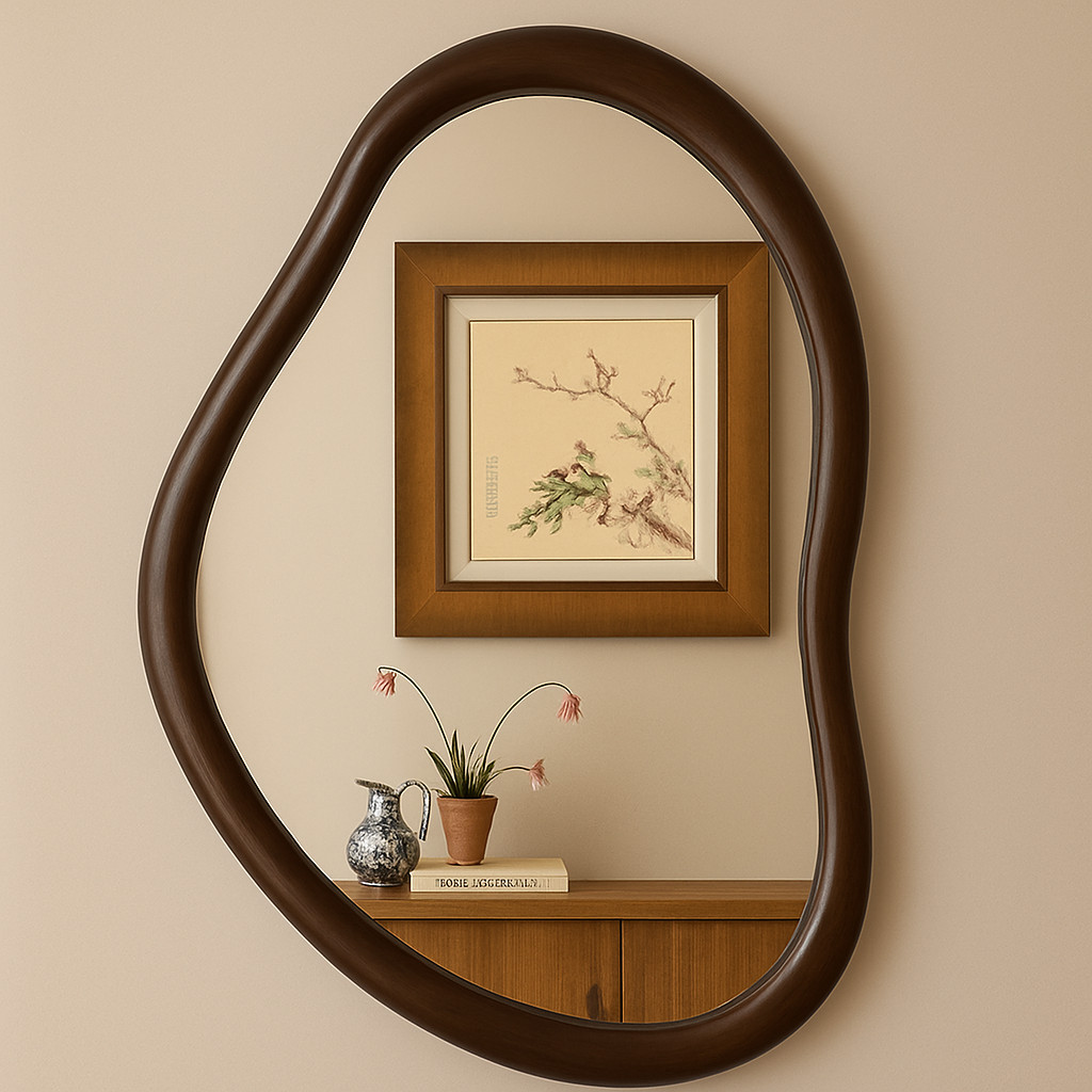Chic Asymmetrical Wall Mirror Boho Style Dressing Mirror for Girls Home Decor gallery