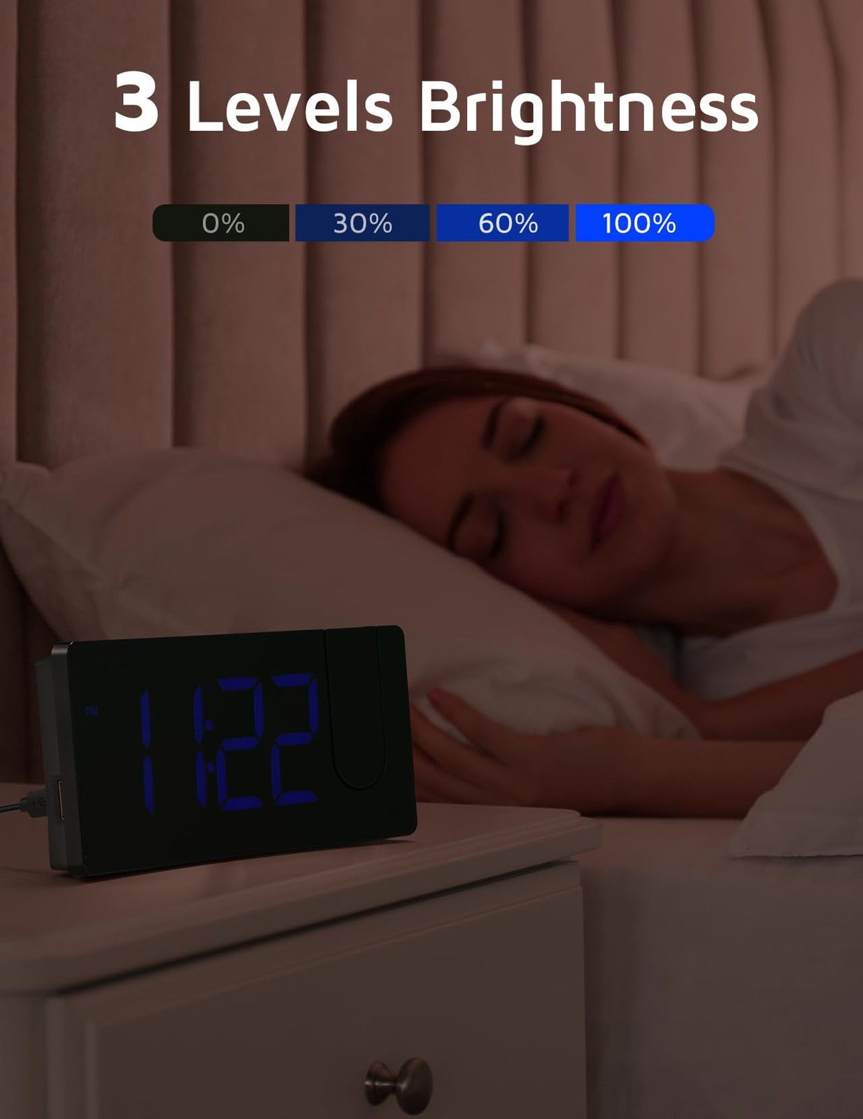 Projection Alarm Clock, Digital Clock with 180° Rotatable Projector, 3-Level ... gallery