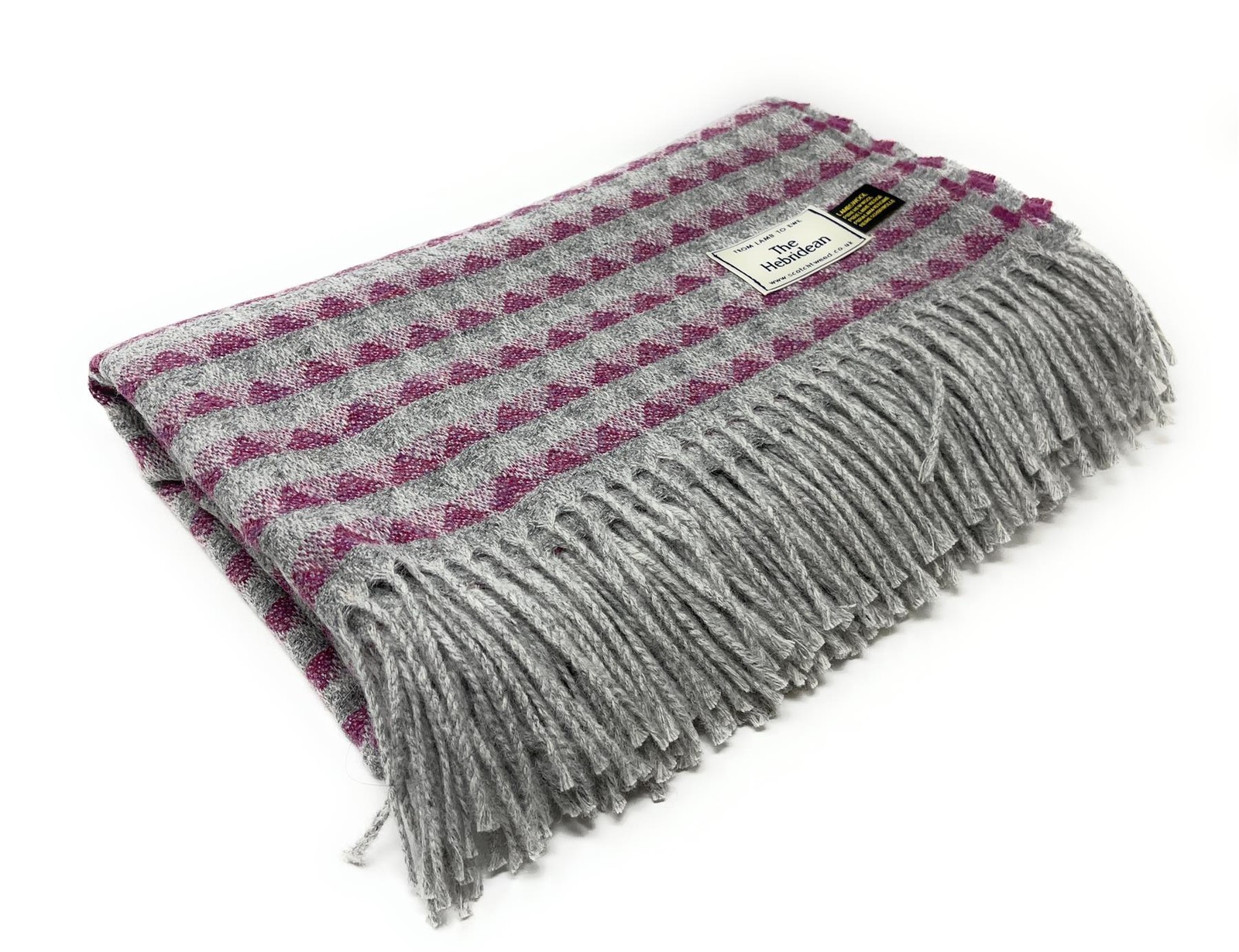 100% Wool Blanket/Throw/Rug - Grey & Purple Geometric Check gallery