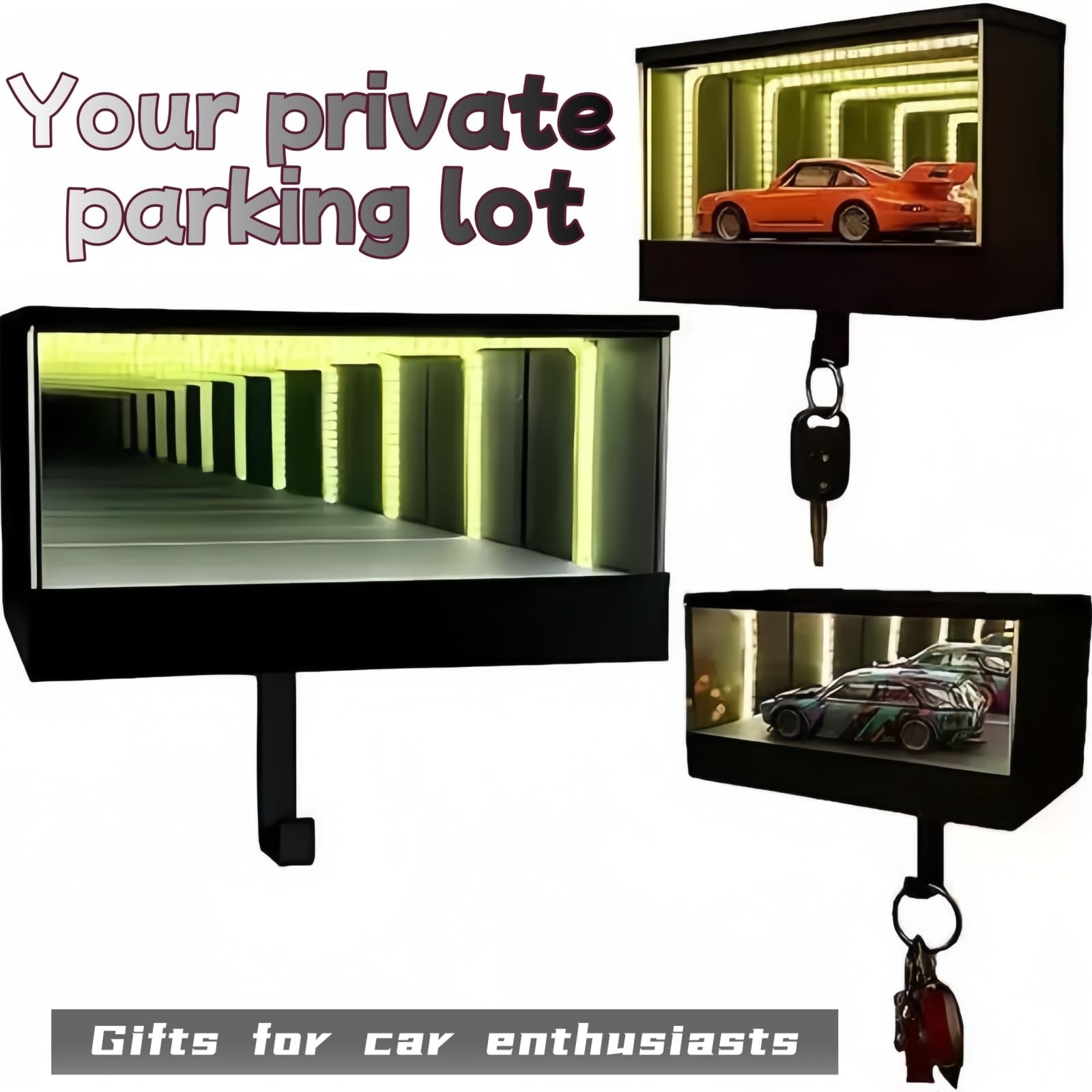 Key Holder for Wall, Infinity Garage Key Hanger with LED Lights,Mirrored Key ... gallery
