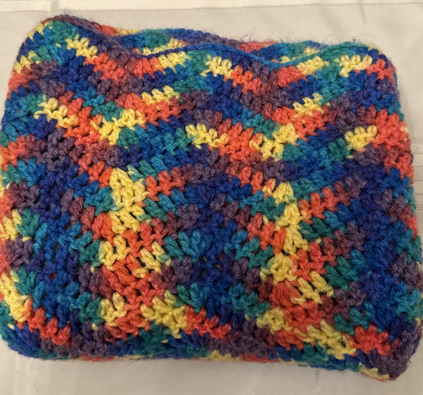 Crochet Afghan Bright Ripple pattern Lap/Baby/Chair Blanket 37x46 wavy edge gallery